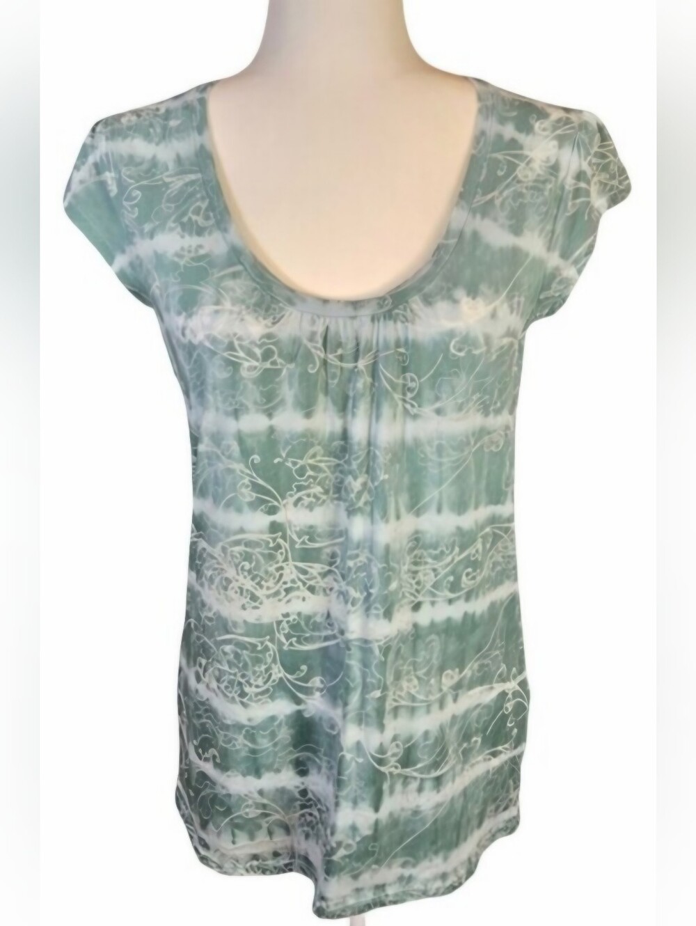 VTG Calvin Klein Jeans Y2K Green Tie Dye Scroll Tunic Top S/P/CH